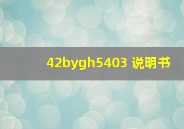 42bygh5403 说明书